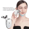 Massageador facial com microcorrente EMS acompanhando o contorno do rosto