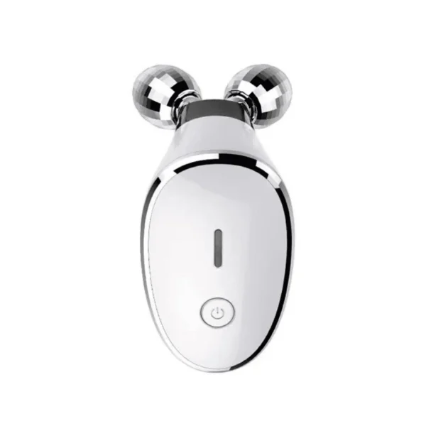 Massageador facial com microcorrente EMS e rolos lifting na cor branca
