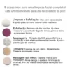 Escova elétrica facial 5 em 1 com acessórios para limpeza, esfoliação e massagem